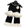 Girls' Korean Style Ruffle Tank Top & Flare Pants Set – Summer 2026 Trendy Two-Piece Outfit