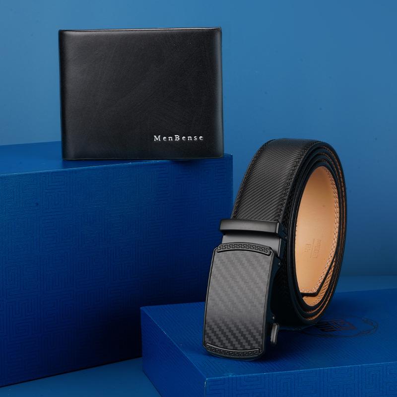 Men's Belt Wallet Combination Set Automatic Buckle Trousers Belt Wallet High End Business Gift Box