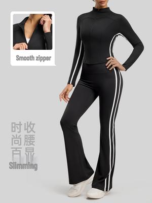 Autumn Two-Piece Women's Yoga & Running Striped Sports Set