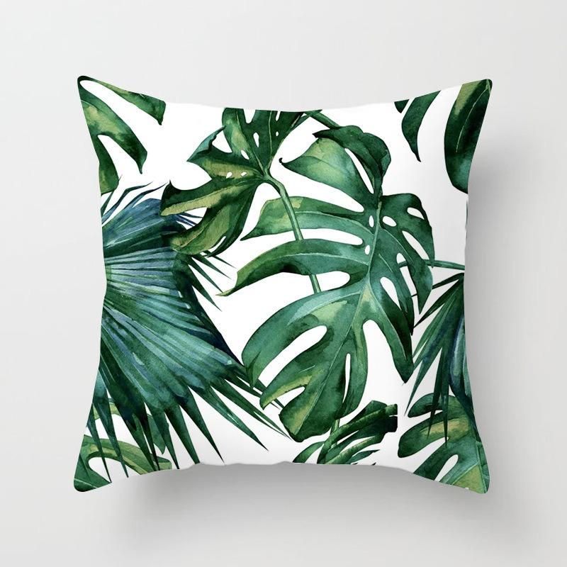 Tropical Leaf Cactus Monstera Cushion Cover 45*45cm Polyester Pillow Sofa Bedroom Study Room Home Decor Decorative Pillowcase