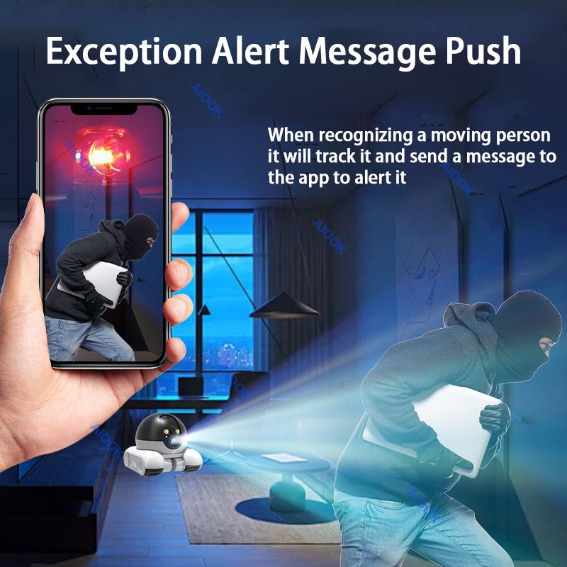 AIOOK With Laser Pointer Pet Camera Dual Lens HD 8MP 4k Wifi Mobile Camera Two Way Intercom Pet Tracking Night Vision Cctv
