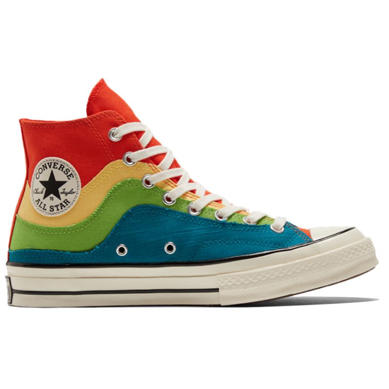 Converse 1970s Chuck Taylor All Star Rainbow Candy Vintage High Top Espadrilles Unisex Red, White and Blue