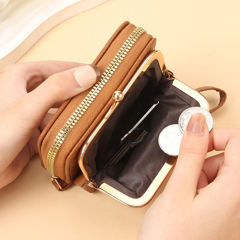 Simple and Fashionable Short Card Bag Soft Women's Zipper Bag Multi-card Wrist Strap Card Bag