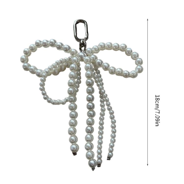 Pearl Beaded Bowknot Keychain Decorations Pendant Handbag Hangings Ornament Sweet Keyring Pendant for Women Girls