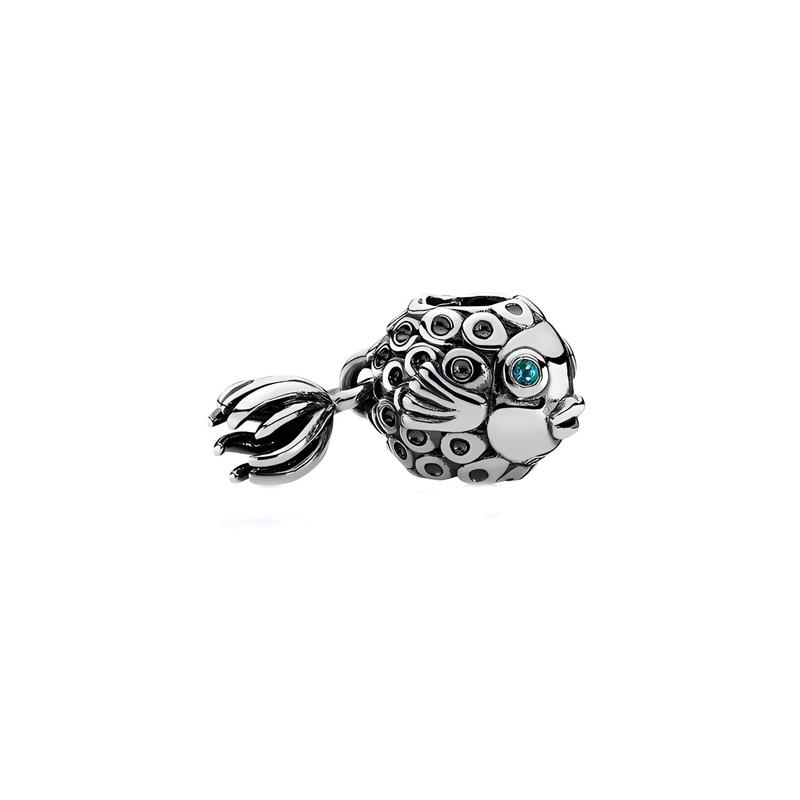 Pandora Angel fish silver inlaid topaz beads pendant for men and women, couple model, silver 791108TPP