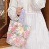Small Fresh Flower Portable Bucket Bag Canvas Bag Going Out Shopping Female Student Storage Bag Work Bento Bag
