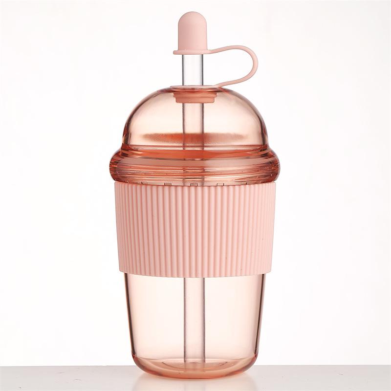 

Ins Water Bottle with Cute Stickers - Large Capacity Straw Cup for Office & On-the-Go Coffee, Milk, or Tea. 430ml
