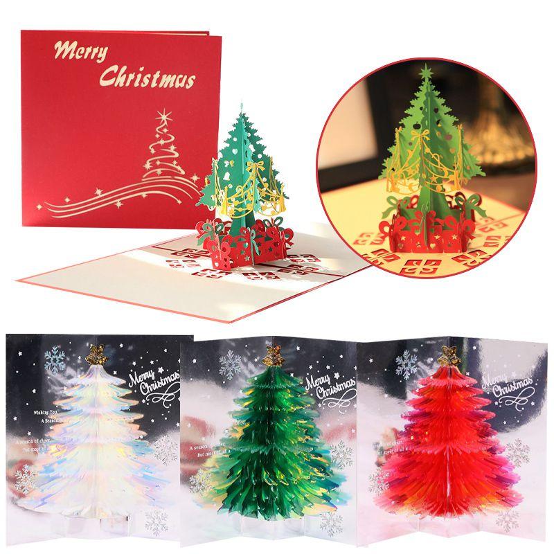 Up Pop 3d Christmas Card Santa Greeting Invitations Xmas Postcard Gift Children