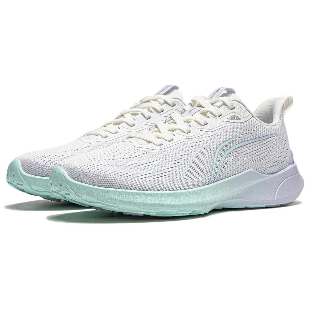 Li Ning Qingyi Comfortable Fabric Cushioning, Wear Resistant Low top Casual Running Shoes Women's White Purple ARSU016-1