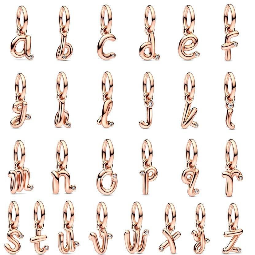Neue Kupfer Buchstaben Alphabet A-Z Anhänger Charm Perlen Passen Original Pan Charms Armband Anhänger Frauen DIY Schmuck