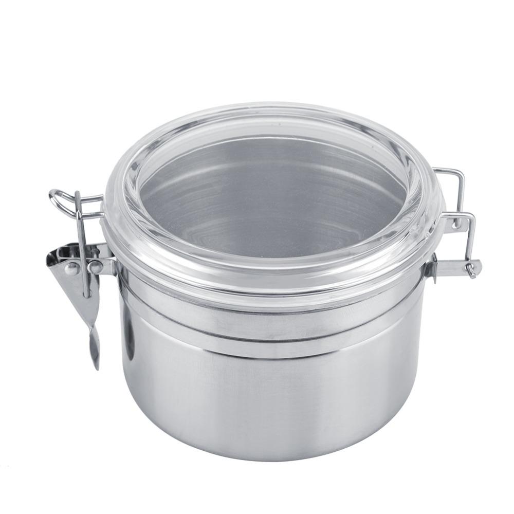 Stainless Steel Vacuum Sealed Storage Jar Transparent Cover Airtight Storage Container Sturdy Locking Clamp Kitchen Canister