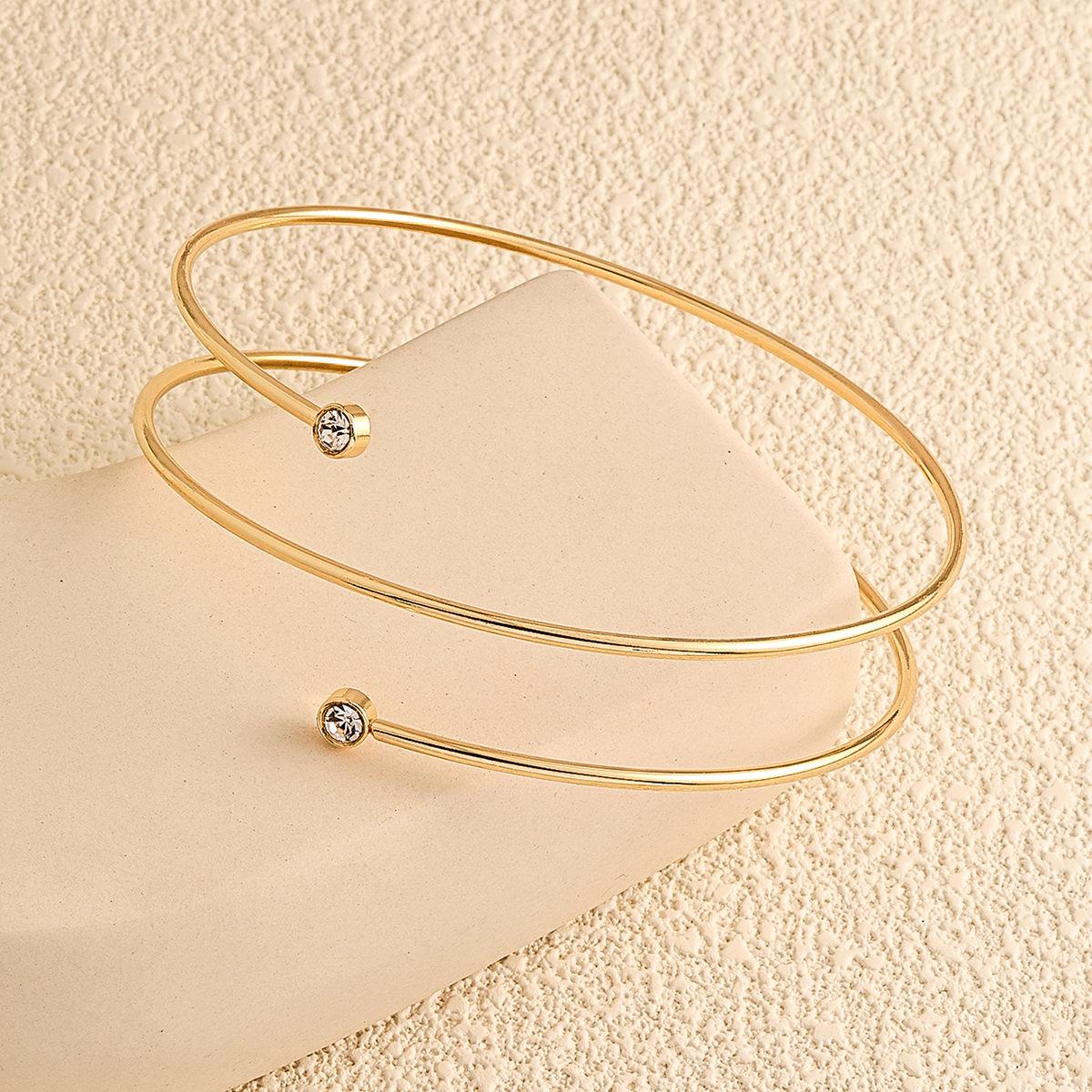 Минималистичный Европейско-Американский Открытый Браслет-Браслет с Металлической Инкрустацией и Алмазами One Size