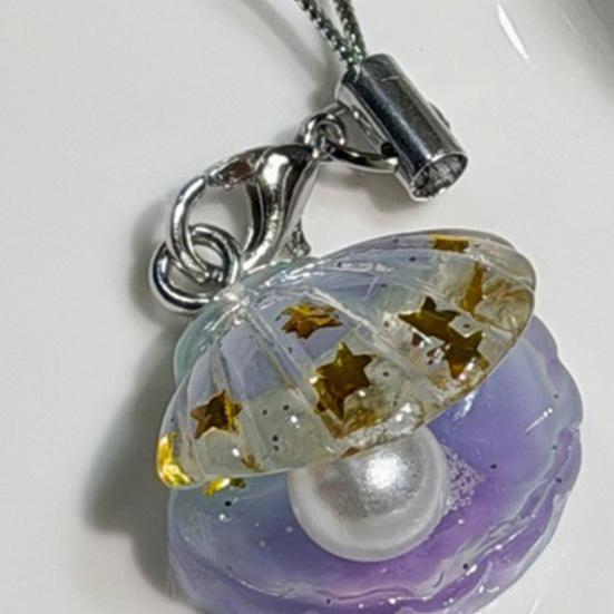 2Pcs Keychain Pendant Embedded Imitation Pearls Translucent Gradient Glitter Keyring with Lobster Clasp Bags Phone Lanyard Versatile Hanging
