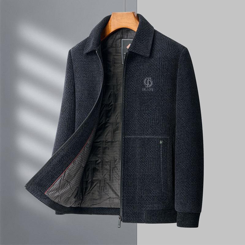 

Осенне-зимний твидовый пиджак для мужчин среднего возраста с лацканами, папина одежда, свободный повседневный хлопковый пиджак, толстое пальто L