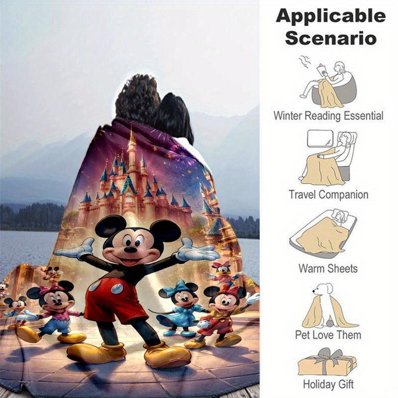 Manta de Desenho Animado do Mickey e da Minnie, Manta Quente Fofa de Pelúcia Curta, Decoração de Casa para Sala de Estar Sofá Quatro Estações Viagem
