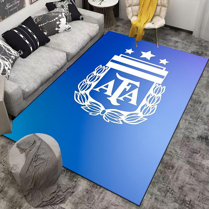 Blue Carpet with AFA Logo, Star Symbols, and Laurel Design Pattern Suitable for Use As an Anti-slip for Living Room Bedroom Sofas