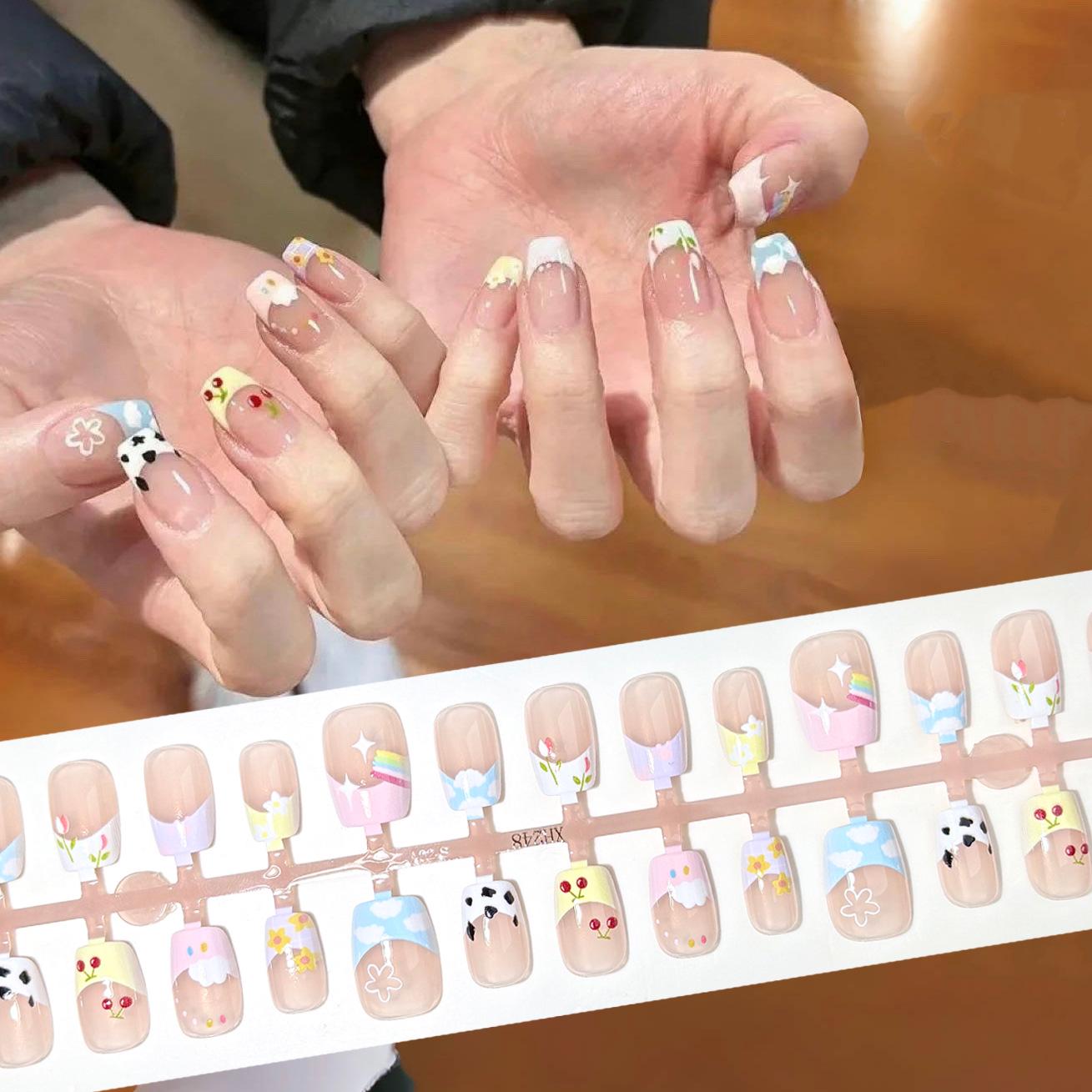 

Summer Dopamine French Graffiti Rainbow Nail Art Patches