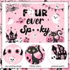 Halloween 4th Birthday Party Decoration for Girl Four Ever Spooky Birthday Backdrop Pink Four Ever Spooky Cake Cupcake Toppers Banner Number 4 Foil