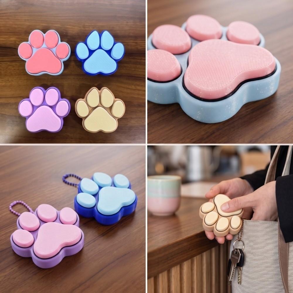 Keyboard-style Dog Cat Paw Clicker Keychain 3D Printed Decompression Button Toy  Car Pendant