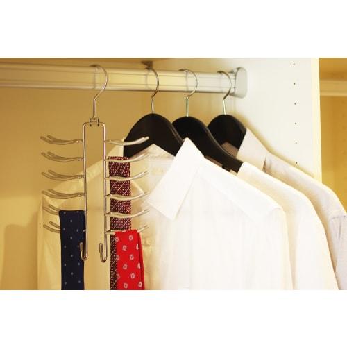 Sawafuji Animale Tie Hanger, Silver, Holds 24 Ties, Space-Saving, Non-Slip, Indoor Drying, Stylish Storage, Multi-Function, Non-Marking, Closet-Friend