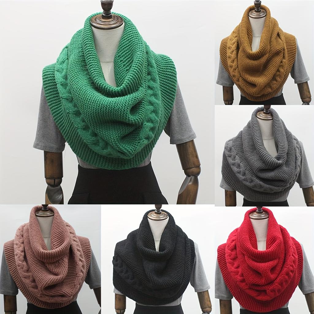 Women'S Elegant Loose-Fit Cable- Sweater Scarf - Soft Warm Winter Shawl, Solid Color Versatile Neck Wrap for Casual Outings