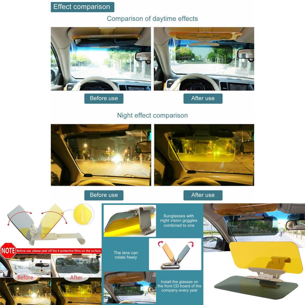 Visiera Parasole Anti-riflesso per Auto Giorno e Notte e Occhiali per Visione Notturna per una Guida Sicura