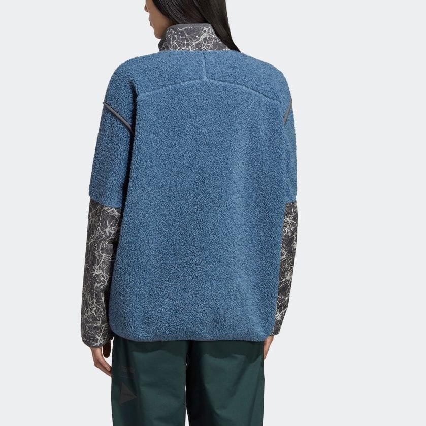 Adidas X And Wander Zip Pocket Fleece Stand Collar Jacket Men Outerwear Blue HN6935