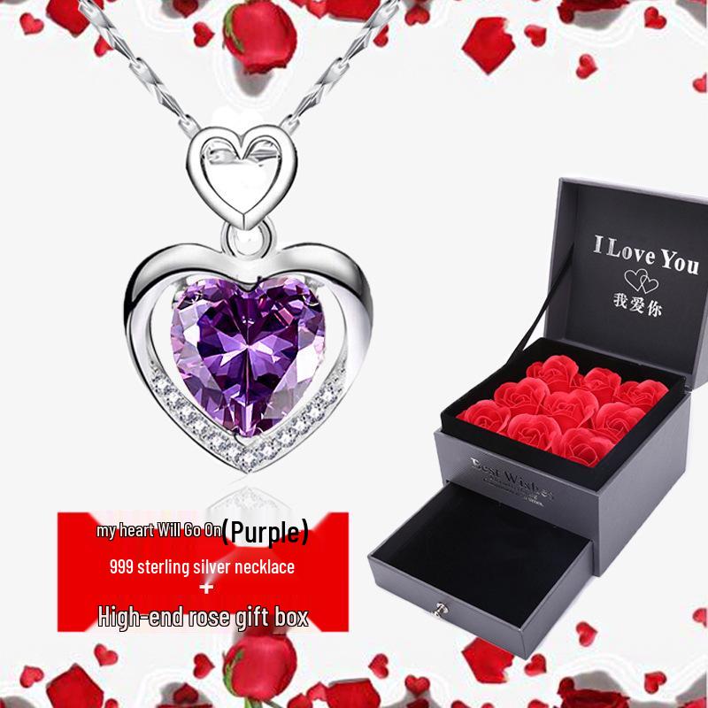 Heart-Shaped Pendant 925 Sterling Silver Necklace - Korean Style Clavicle Chain Christmas Gift