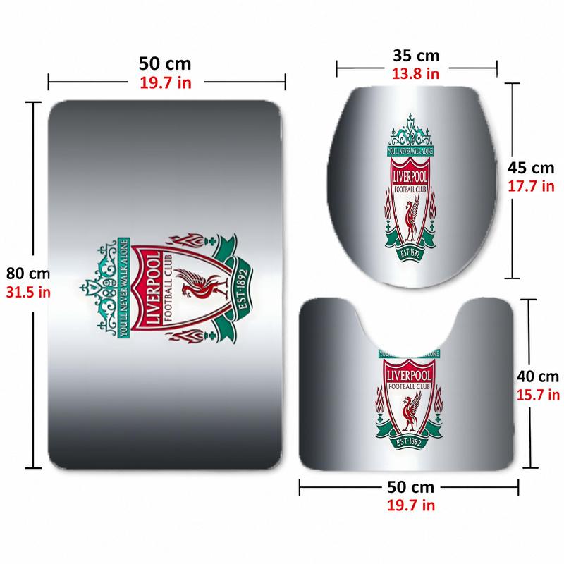Liverpool (44)Set de Toaletă din Flanelă 3 Piese Covoraș Moale pentru Baie Capac Antiderapant pentru Vasul de Toaletă Decor Casă Baie