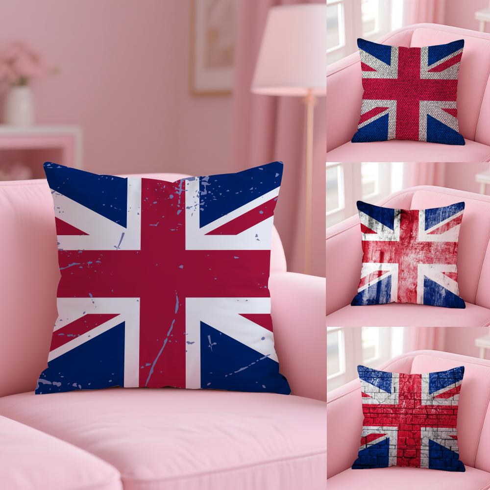 Union Jack Flag Cushion Cover Plush Fabric Soft Double-Sided Printed Sofa Warm Winter Home Gift Pillow Cover