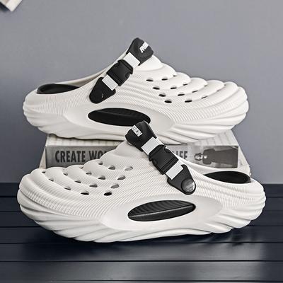 Casual Clogs Mens Sandals Summer EVA Beach Shoes for Men Fashion Hollow-out Slippers Solid Color Garden Shoes Closed-toe