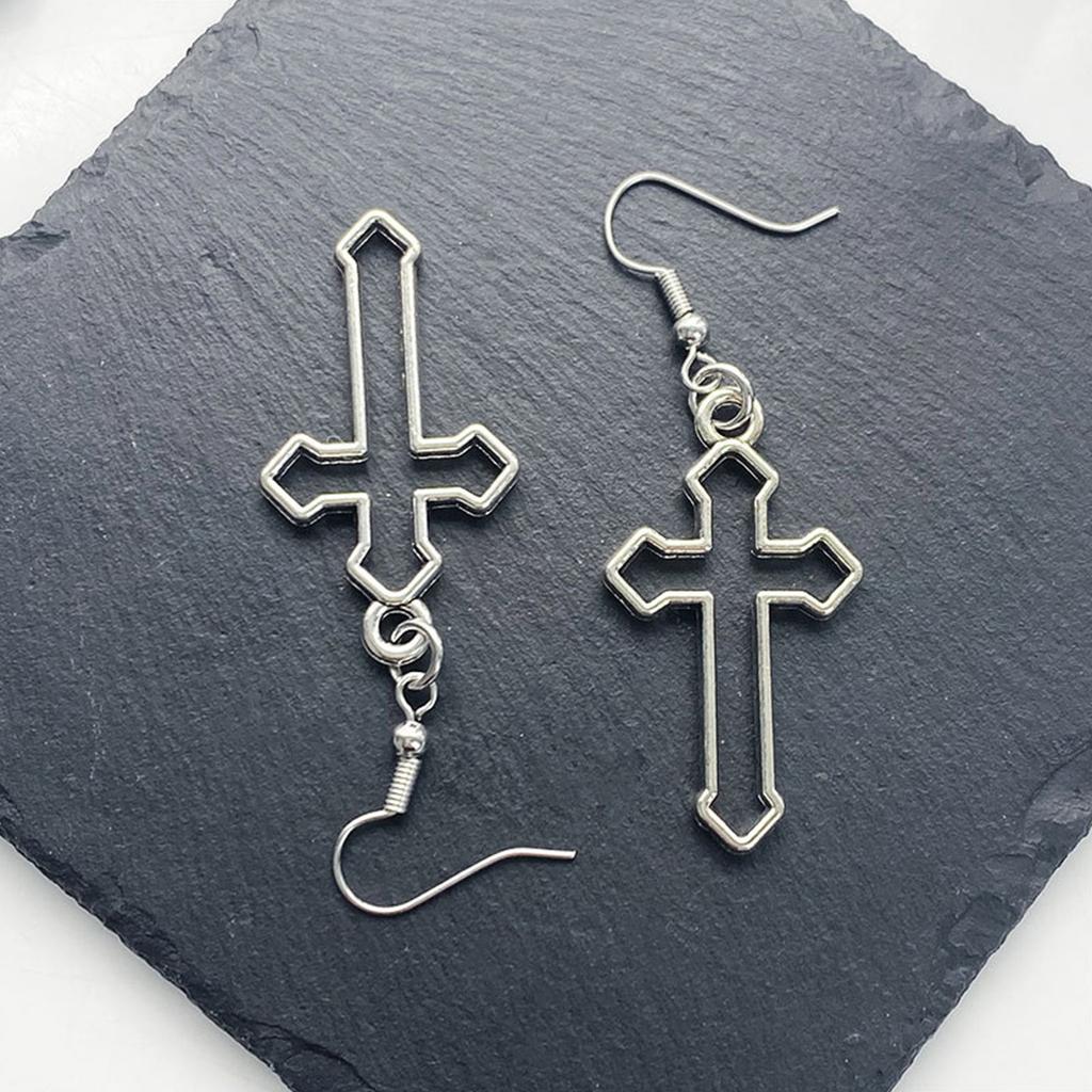 Hollow Cross Dangle Earrings Jewelry Fashion Long Drop Earrings for Women Men
