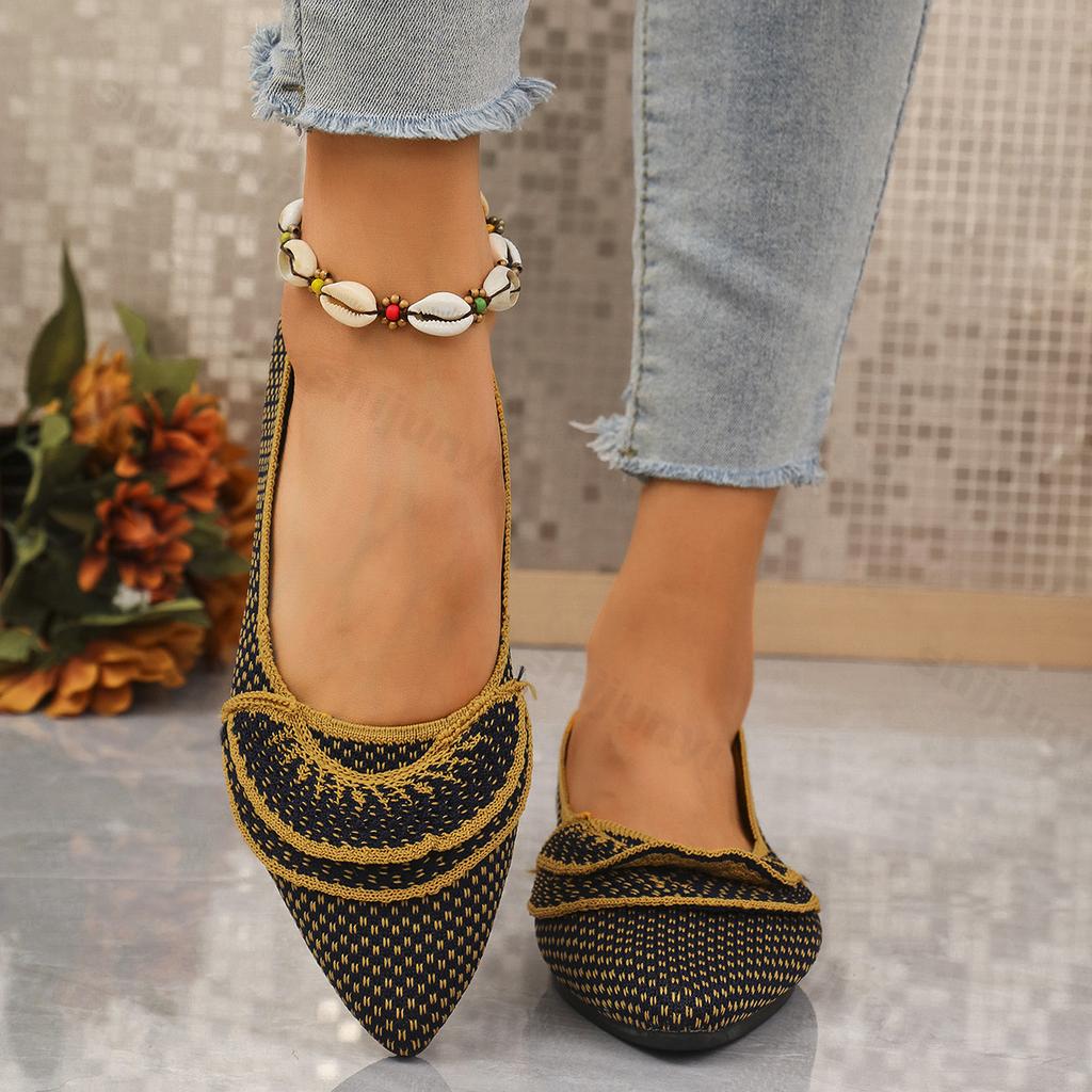 Fashion 2025 Summer New Women Pointed Flat Casual Single Shoes Elegant Fashion Fly Weave Slip On Comfortable Mesh Breathable Flat Shoes