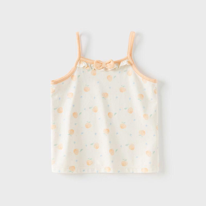 David Bella Children s Knitted Vest 2026 New Girls  Camisole Undershirt Modal T-Shirt Summer Wear Orange Print [Ready in Stock] 110cm