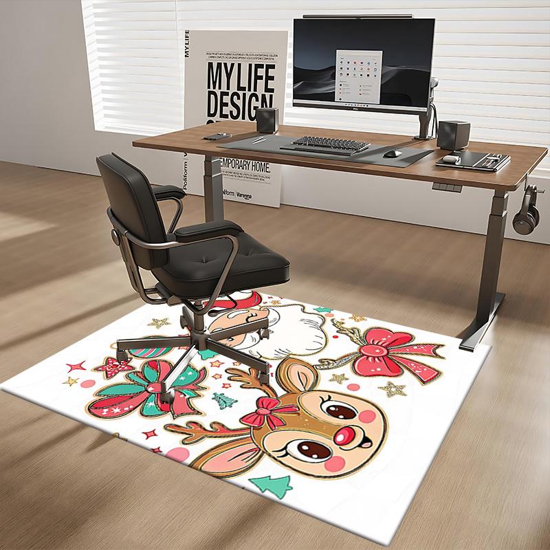 1pc Christmas Santa Claus and Reindeer Anime Cartoon Design Office Chair Mat Non-Slip Carpet Festive Gift Suitable for Home Decor Living Room Bedroom