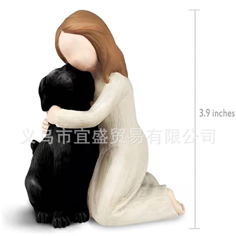 Cartoon Resin Dog Hug Figurine Home Decor Gift Pet Lovers