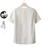 Hengyuanxiang Men's Retro Linen Short-Sleeve T-Shirt