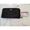 Used PRADA Long wallet Nylon round zipper Black