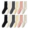 6 Pairs Women’s Stackable Bubble Socks Breathable Cotton Fabric Stringy Edges And Dot Pattern Design