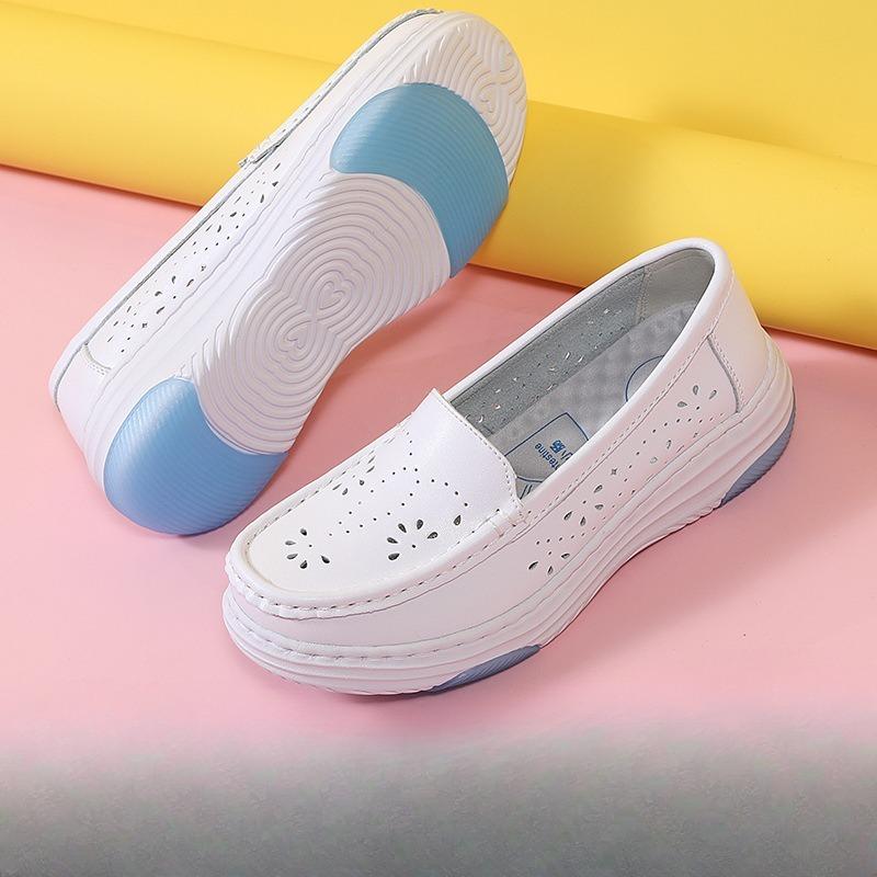 New Soft-soled Nurse Shoes for Women Flat Wedge Heels Breathable and Anti-slip Single Shoes