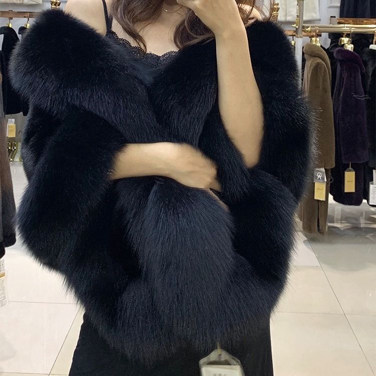 Brand New Fur Women's Shawl Cape Eco-friendly Mink Fox Fur Mink Coat