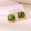 French Fashion Resin Cube 18k Stud Earrings for Women's Daily Wear