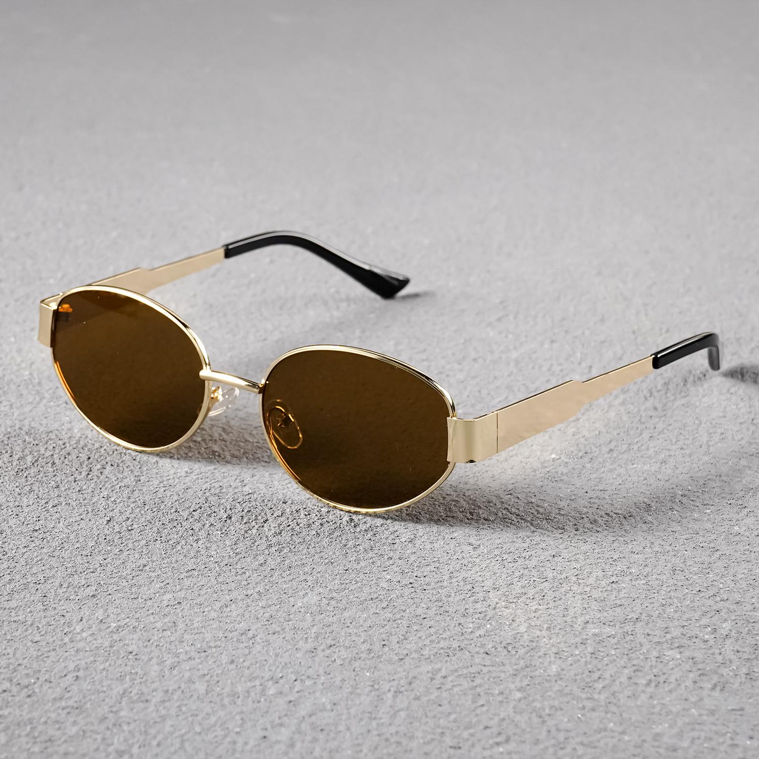 

Trendy Retro Oval UV400 Sunglasses Fashion Glasses Shades, Perfect for Beach Trips, Driving, and Everyday Leisure for Women Men