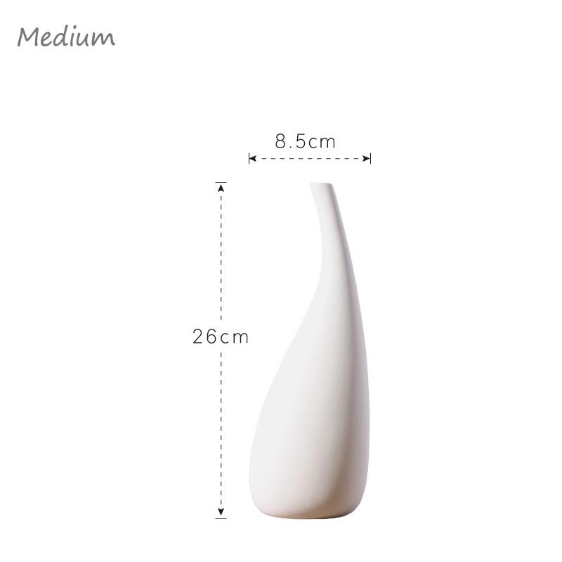 Modern Minimalist White Ceramic Vase - Decorative for Dried Flowers & Table Decor