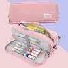 Kawaii Pencil Case Large Space Storage 3 Compartment Pouch Double Side Opened Student Stationery Desk Organizer School Supplies