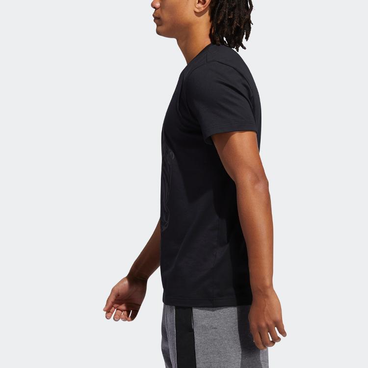 Adidas CNY Series Tiger Print Basketball Sports Short Sleeve T-Shirt Men Tops Black GH4996