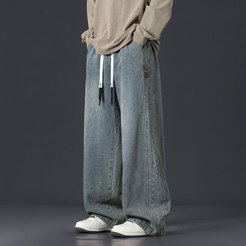 Fleece-Lined Thickened Plus Size Men's Loose Wide-Leg Jeans - Trendy Brand Straight Leg Long Pants for Men and Women