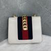 [Pre-Owned] Sylvie Gold Buckle Striped Web Satin Bow Chain Mini Shoulder Bag - Good #H3OS6N