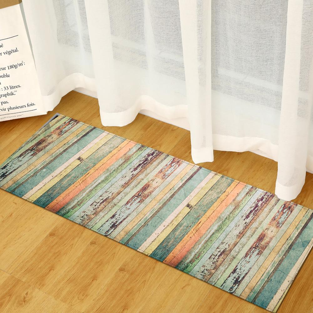 Wood Grain Household Door Mat Kitchen Absorbent Strip Bathroom Non-Slip Floor Mat Living Room Bedroom Carpet