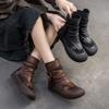 3.5CM Women Cool Boots 2025 Summer Genuine Leather Mesh Breathable Flat Ankle Boots For Women Casual Roman Shoes Retro